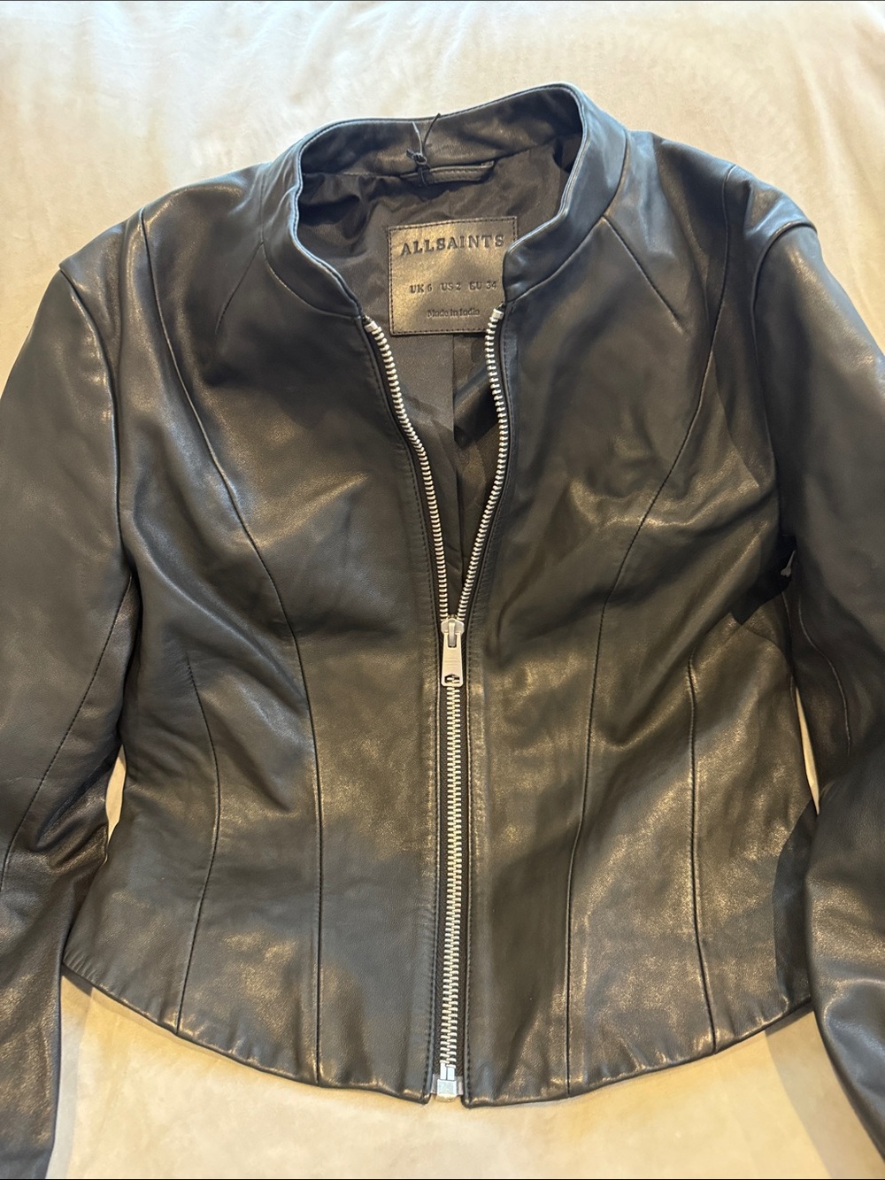 Allsaints SADLER SLIM FIT LEATHER JACKET - Picture 5 of 7